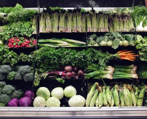 Fresh produce department at a grocery store