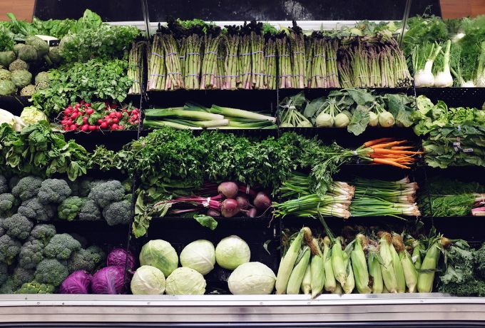 Fresh produce department at a grocery store