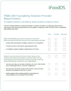 A Checklist for Choosing the Right FSMA 204 Traceability Partner For Suppliers